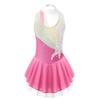 Girls Performance Dress Sleeveless Round Neck Shiny Sequins Floral Pattern Hollow Back Dance Wear