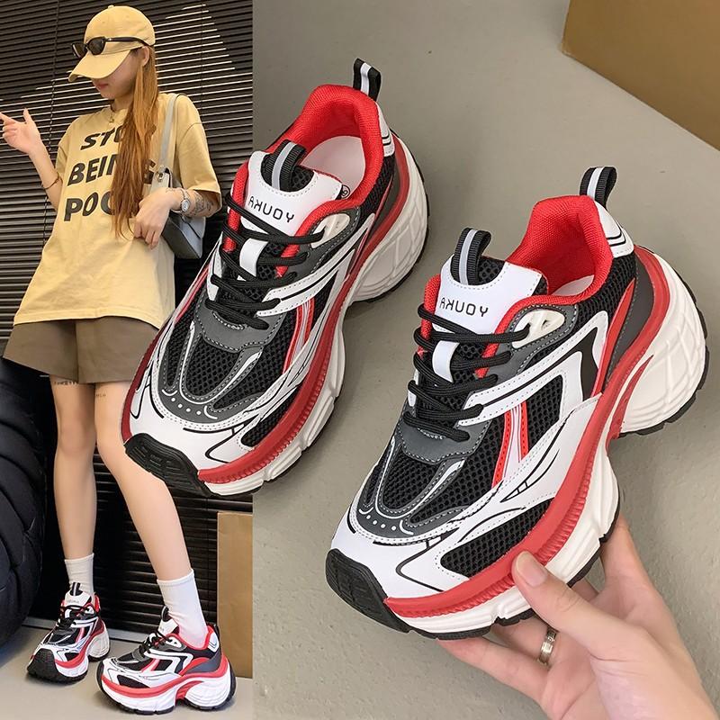 Popular Dad Shoes Women's 2025 New Spring, Summer and Autumn Popular Color Matching Sports Shoes Ins Thick-soled Heightening Casual Women's Shoes