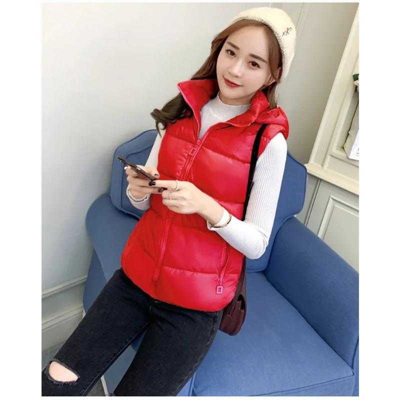 Winter Ärmellose Jacke Damen Kapuzenpullover Daunenweste Entendaunen Puffer Weste Leichte Winddichte Pufferjacke