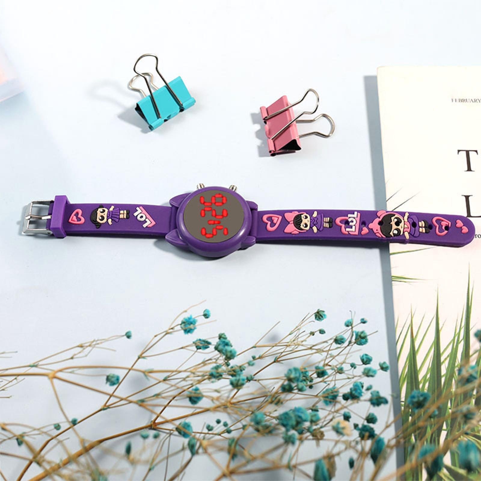 

Мячовые часы, подходящие для студентов, уличные электронные часы, цифровые детские часы, время отображения месяца One Size фиолетовый