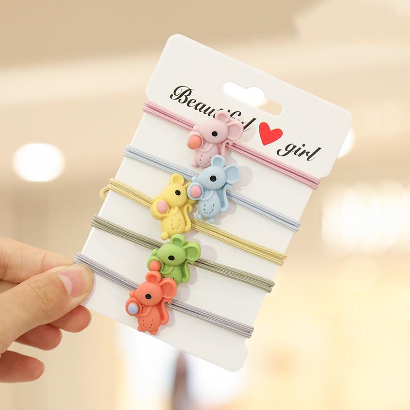 5 Pcs/set Cartoon Animals Flower Children Elastic Hair Rubber Bands Accessories For Girls Kids Scrunchies Tie Hair Rope Holder