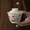 150ml Hand Drawn Orchid Butterfly Gaiwan Aesthetic Tea Tureen Tea Bowl With Lid Kit Maker Cover Bowl  Ceremony Collection