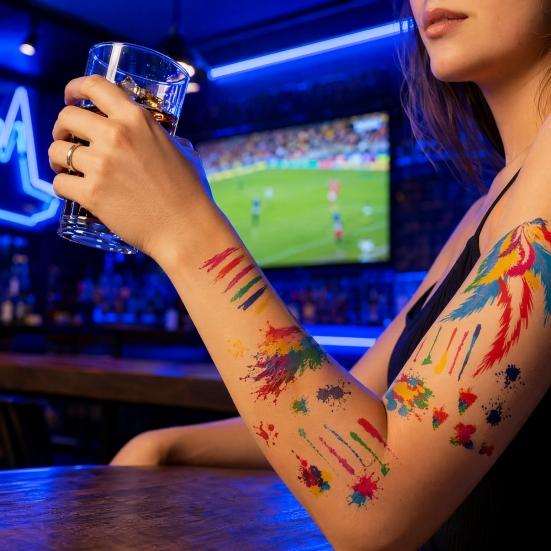 2026 Fußball-Fan-Gesichtsaufkleber, Temporäre Tattoos für USA Mexiko Kanada, Football-Jubel-Körperkunst für den Spieltag
