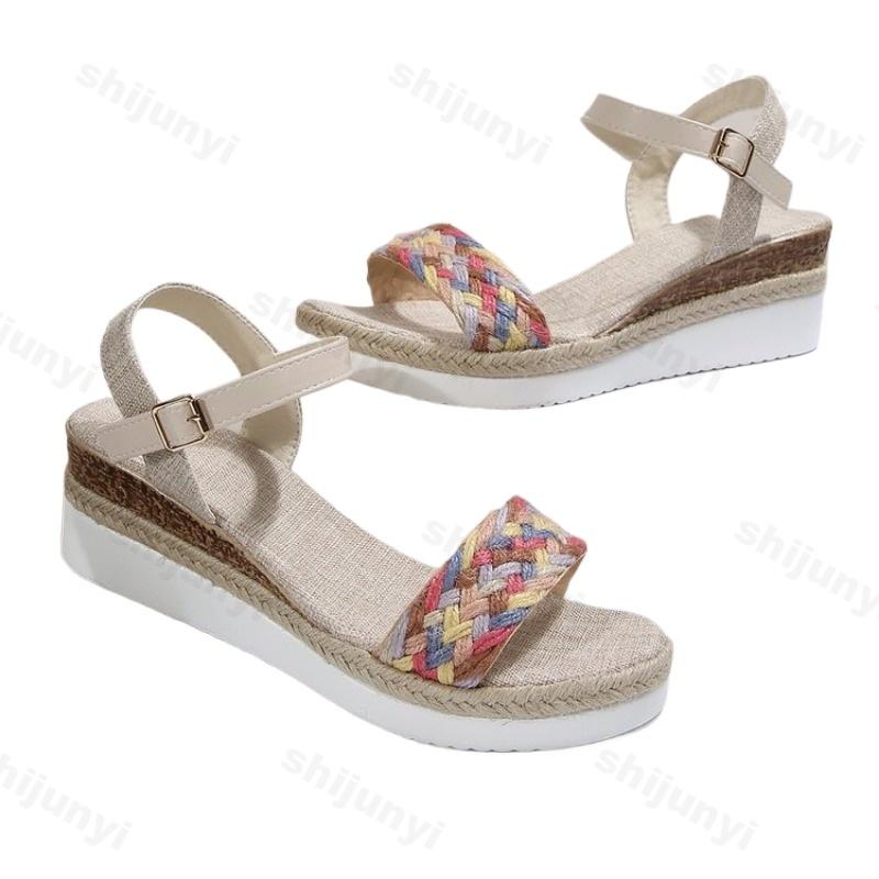 Fashion Women Sandals Peep Toe 2025 Summer Fashion Outdoor Sandal Women Buckle Strap Platform New Wedges High Heels Sandalias De Mujer