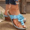 Fashion Flower Clip Toe Wedges Sandals Women Summer Plus Size 36-43 Thick Sole Slippers Woman Lightweight Vacation Beach Flip Flops