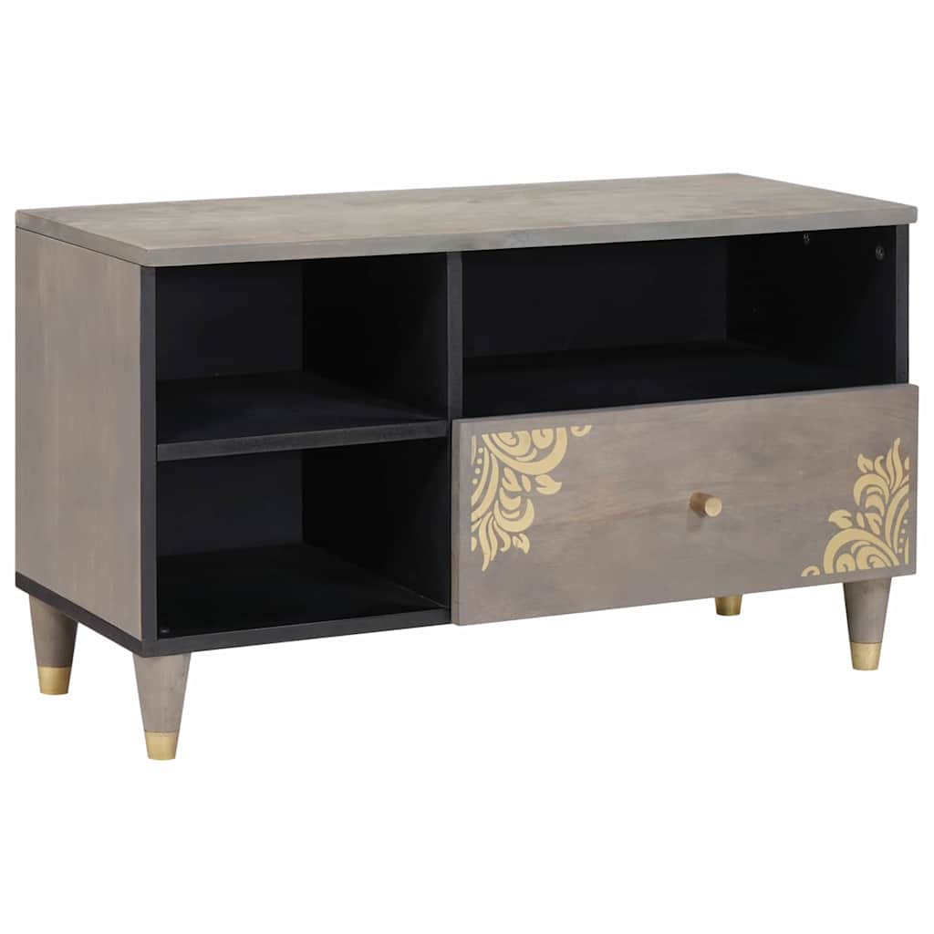 TV Cabinet with Drawers Gray 80 x 33 x 46 cm Solid Mango Wood