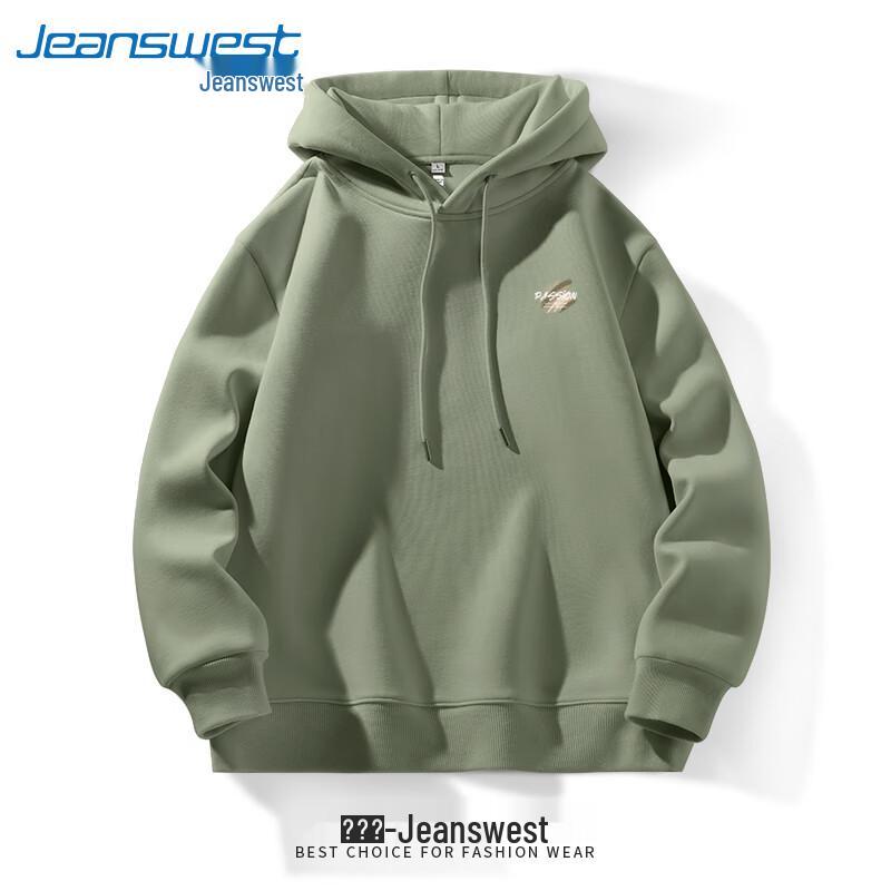 Jeanswest Unisex Retro Melard Trend Letter Print Hooded Sweatshirt
