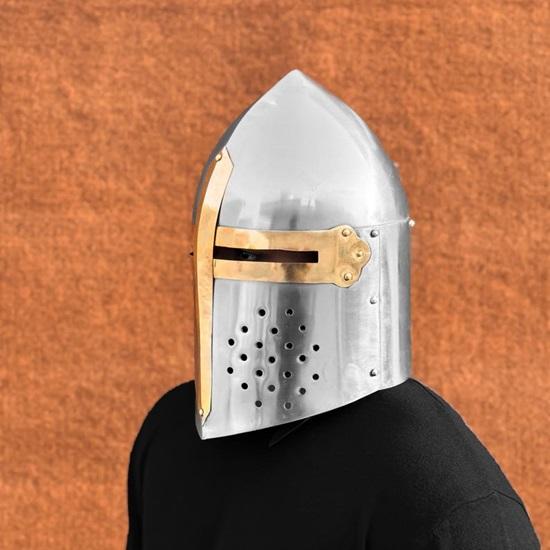 Authentic Templar Crusader Helmet 12th Century Medieval Great Helmet Replica for Cosplay,
