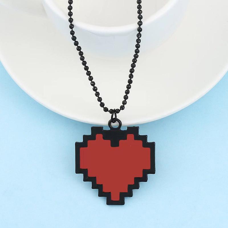 

Unique Heart Red Shaped Anime Pendant Necklace Crafted From Alloy With Round Bead Style Chain
