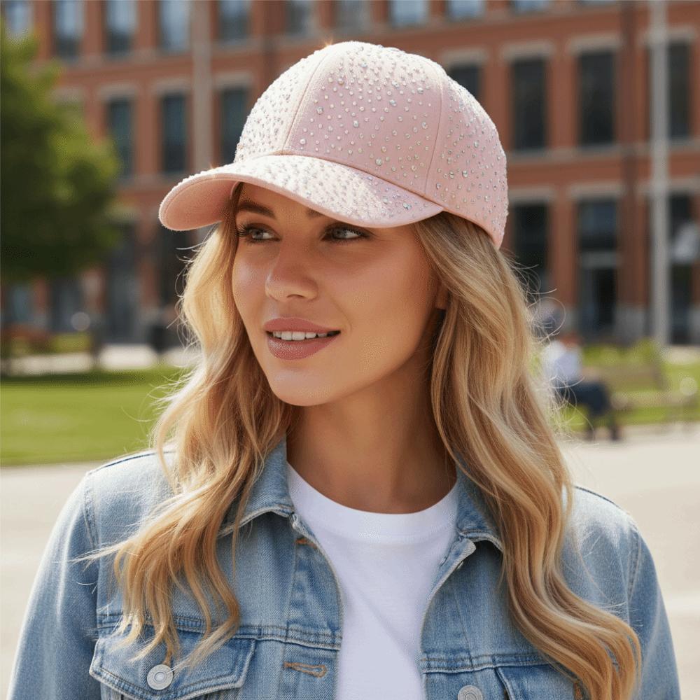 Creative Hotfix Rhinestones Baseball Cap Cotton Sunscreen Hat Simple Sunshade Hat  Girl