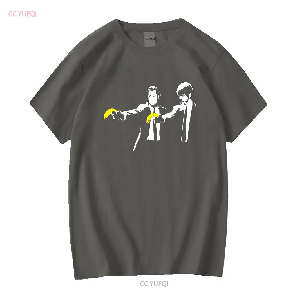 BANKSY PULP FICTION WOMENS T SHIRT Sizes Small to XL long or short sleeves vintage Washed designer clothes Unisex Comfortable