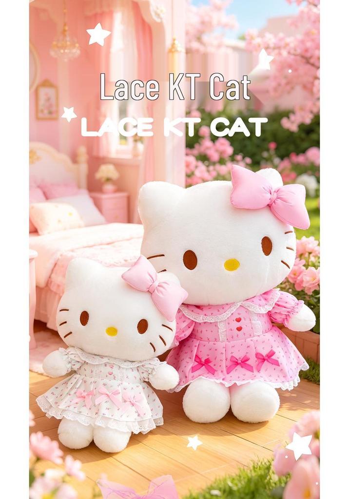 Hello Kitty Cartoon Lace Plush Toy - Cute Cat Doll Gift for Girls