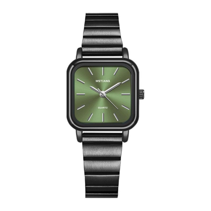 Hochwertige Uhr Weiblich High-School-Schüler Nische Leichter Luxus Quadratisch Einfach Französisches Temperament Stil Bambus-Stahlband Damen Uhr