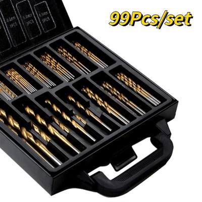 99PCS/Set Twist Drill High Speed Steel Titanium-plated Twist Steel Plate Drill Mixed Plastic Boxes