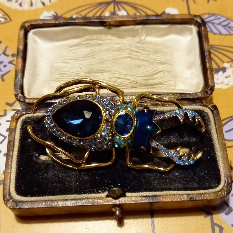 Large Boho-Inspired Beetle Brooch with Sparkling Zirconia Luxury Women'S Coat Accessory Party Accessory Detailed Craftsmanship