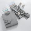Round Neck Loungewear Mens O-neck Long Sleeve Pajama Collection with Elastic Waist Pants 2 Piece Single Color Homewear for Comfortable