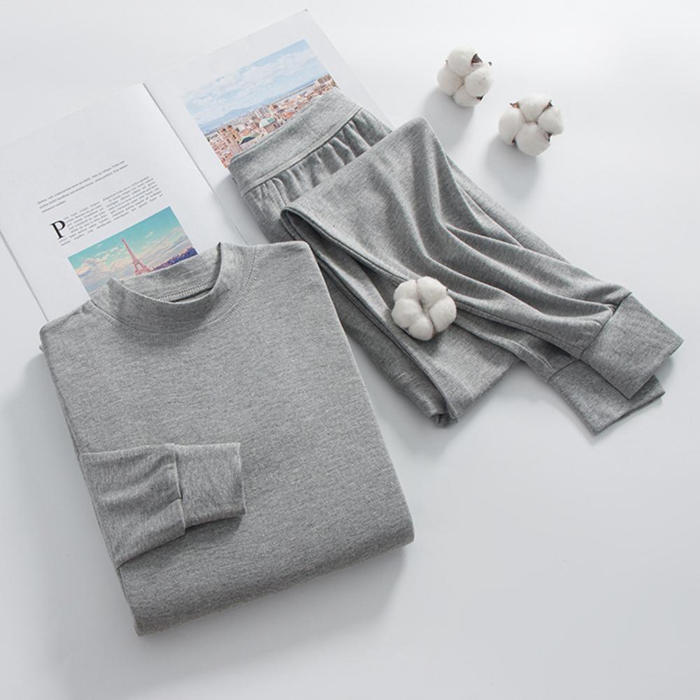 Round Neck Loungewear Mens O-neck Long Sleeve Pajama Collection with Elastic Waist Pants 2 Piece Single Color Homewear for Comfortable