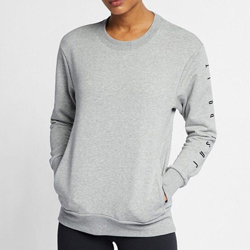 Nike Sweatshirts Women's Gray Crew Neck Moderate Regular AT0600-063