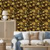 Golden Hibiscus Wallpaper Ochre, Gold and Black for Living Room and Bedroom 50x1000