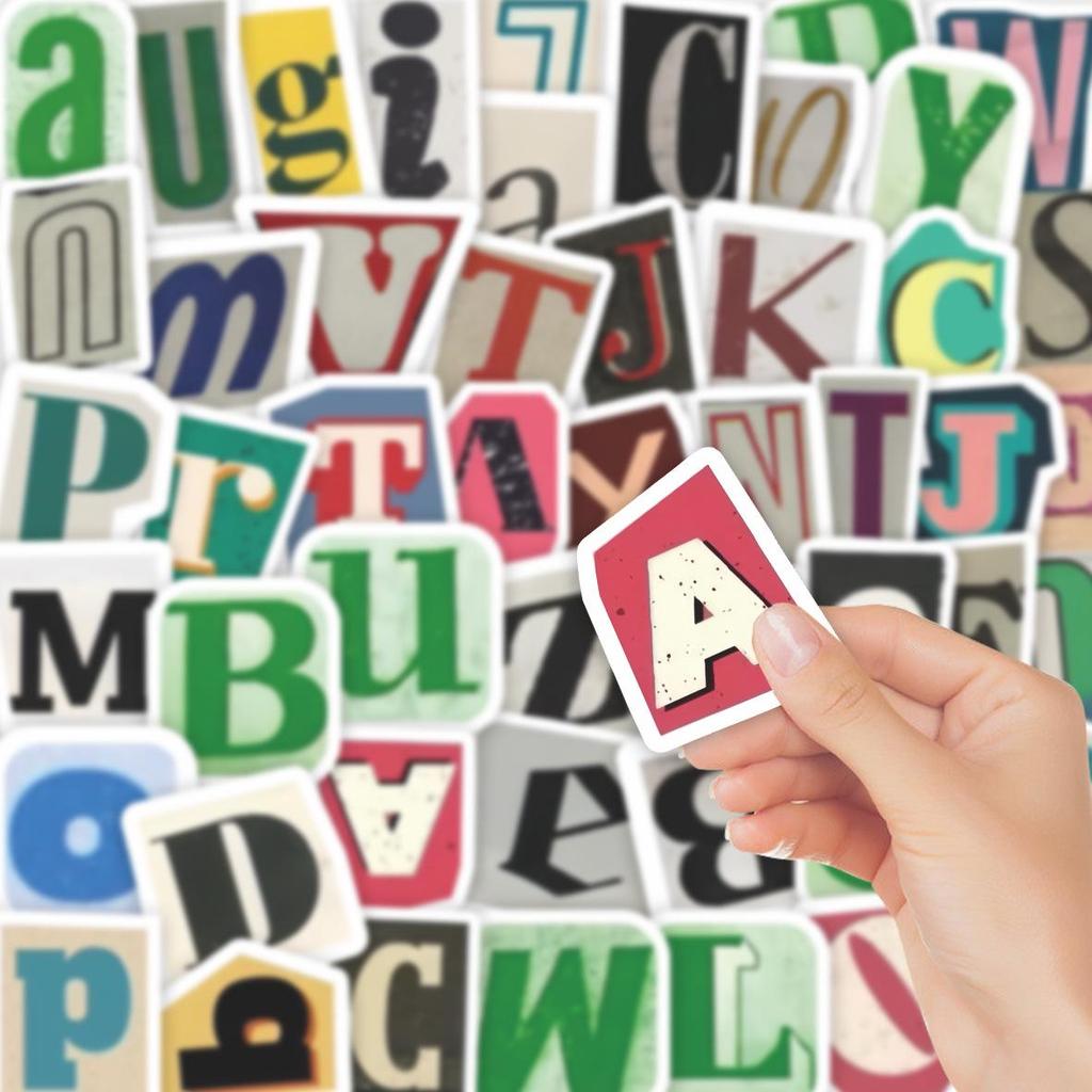 50 Retro English Letter Graffiti Stickers for DIY Journals and Decoration