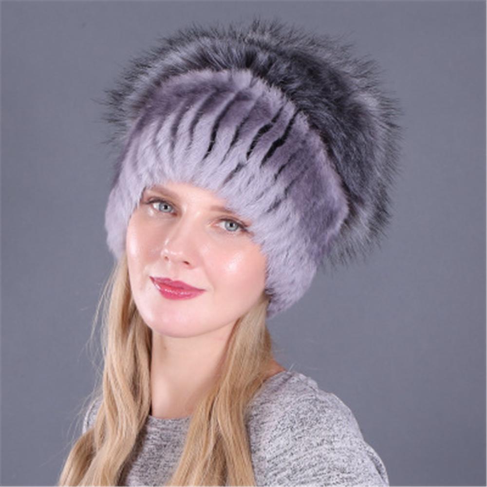 Осенне-зимняя меховая шапка из кролика, меховая шапка, женская модная теплая вязаная шапка, водонепроницаемая шерстяная шапка, женская