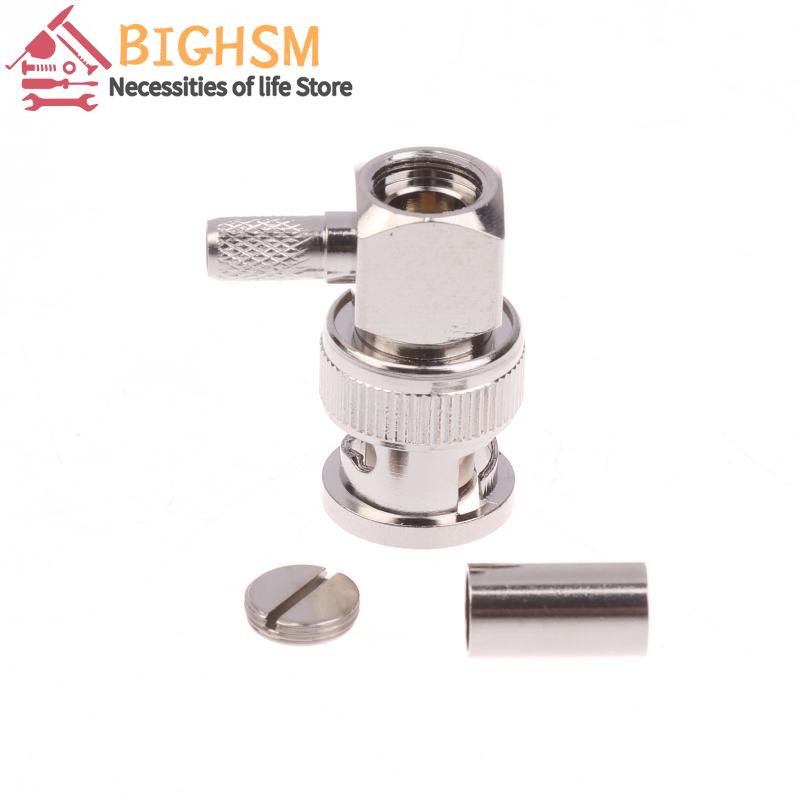 New 90 Degree BNC Male Right Angle RF Connector Crimp 50ohm RF Connector Adapter For RG58 RG142 RG400 RG223 LMR195 Coaxial Cable