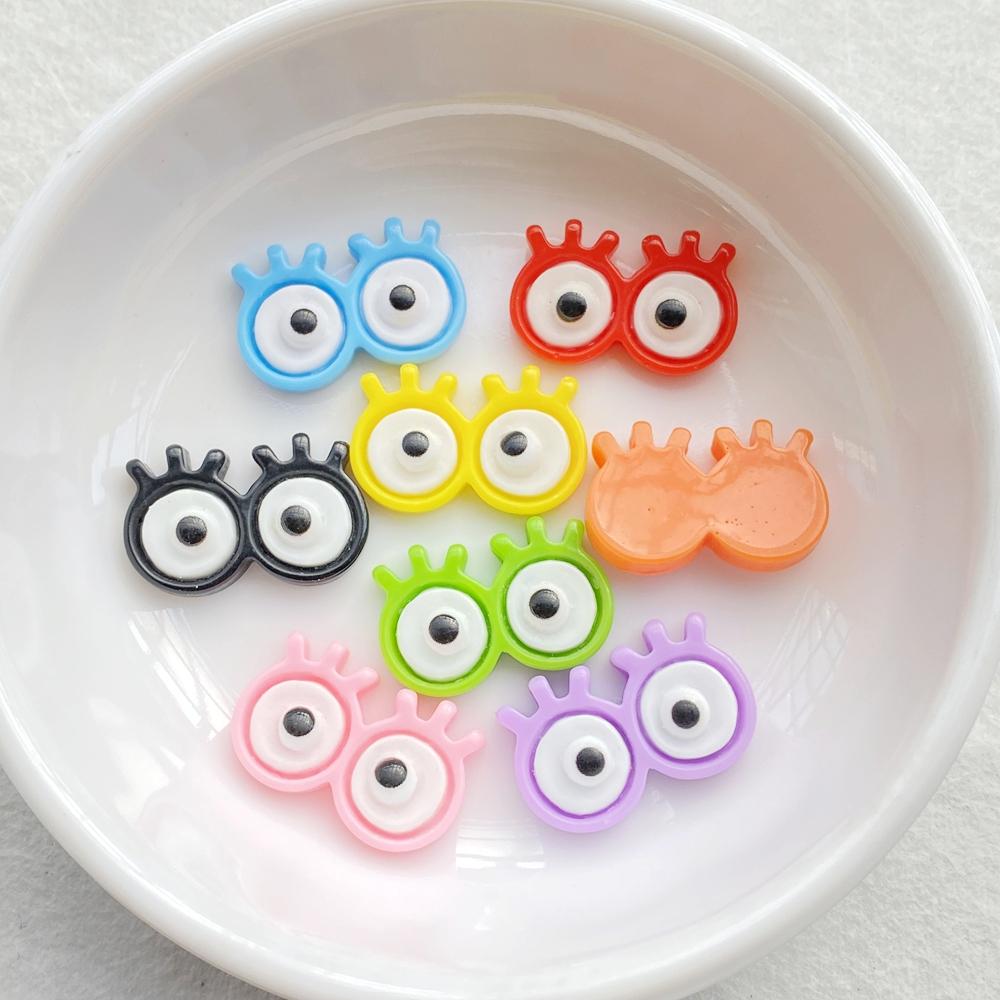 20pcs Colorful Kawaii Cartoon Animal Eyes Series Flat back Resin Scrapbooks Figurines DIY Decor Crafts