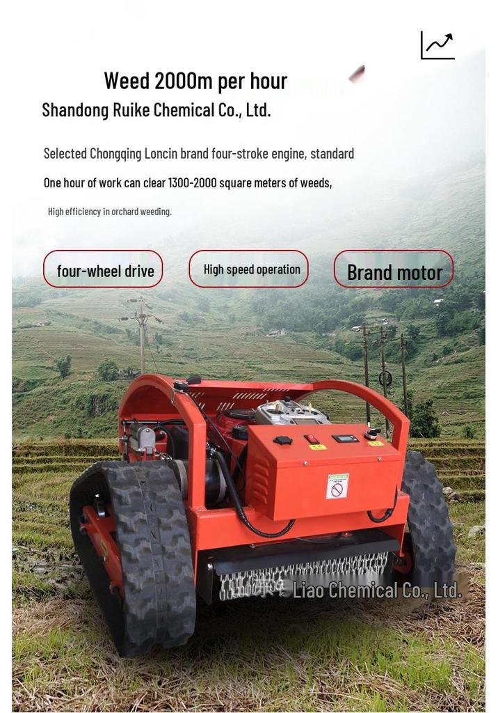 Fully Automatic Remote Control Crawler Lawn Mower and Weed Trimmer for Municipal Greening