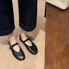 Cowhide version~ Xiaoxiangfeng leather soft-soled ballet shoes for women's one-word buckle flat-bottomed Mary Jane ballet single shoes laden shoes