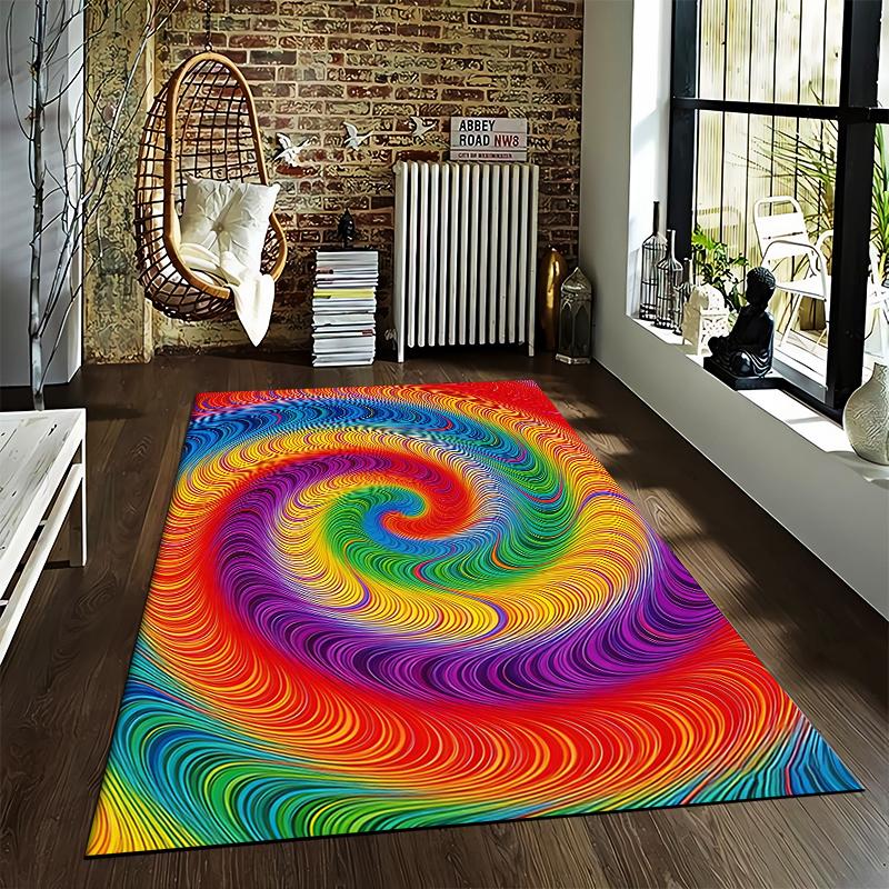 Colorful Swirl Pattern Carpet for Bedroom Living Room Home Decor Rug Suitable for Use As an Anti-slip for Living Room Bedroom Sofas