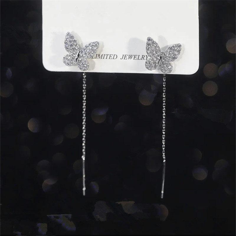 Accessories for Women Long Tassel Threader Earrings for Women Wave Shaped Simple Long Chain Earring Wedding Party Zircon Gift