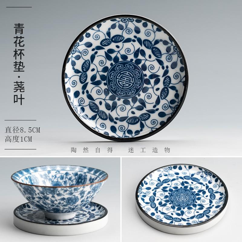 Retro Modrý a Bílý Porcelánový Jídelní Talíř Kulatý Talíř na Ovoce Keramická Vařicí Mísa Květinový Vzor Dezertní Talíř Kuchyňské Nádobí