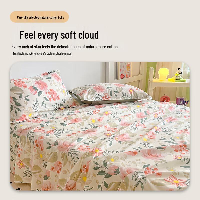 Heme Home Summer Floral Bamboo Fiber Printed Bed Sheet