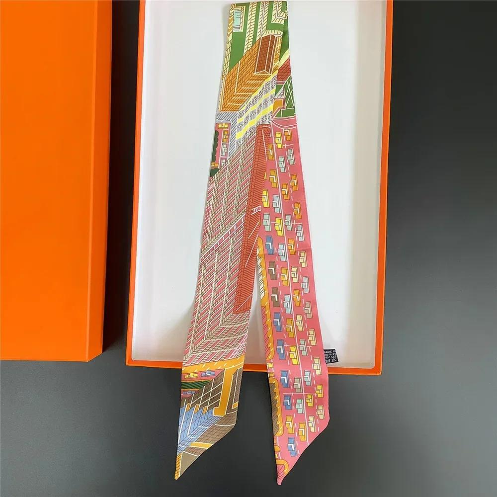 Long Lady Bag Silk Scarf Skinny Neck Hair Scarfs For Women Band Headwear Handbag Tie Ribbons  New Handle Wraps Summer