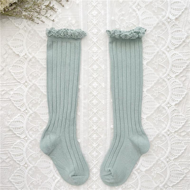 Ruffle Kids Knee High Socks Baby Girls Toddlers Long Soft Cotton Sock Lace Flower Children School Uniform Socks For 0-8Years