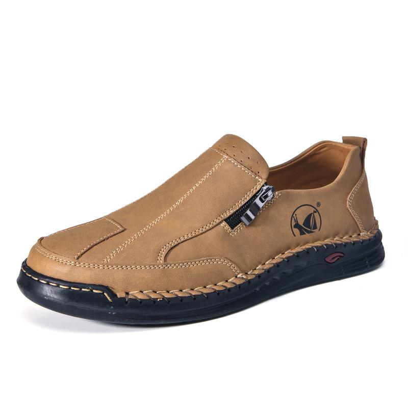 

Летняя мужская обувь 2025 года Новая повседневная кожаная обувь Мужские лоферы с низким верхом Ручная строчка Большой размер 39-48 Мужские легкие кроссовки 38 коричневый