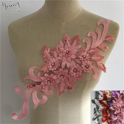 Fiori di Pizzo a Tre Dimensioni Plus Diamante, Vestito Performance Teatrale Applicando Adesivi Floreali in Pizzo Colorato, Decalcomanie Ricamate in Pizzo