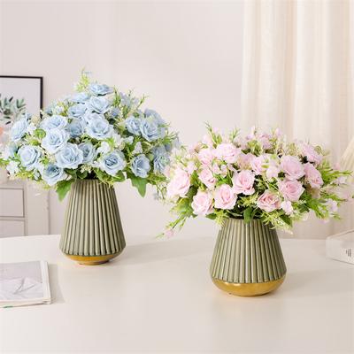 Silk Flower 5-Fork Simulation Rose Fake Flower Simulation Flower Bundle Qibei Jiao Mei Wedding Decoration Simulation Bouquet