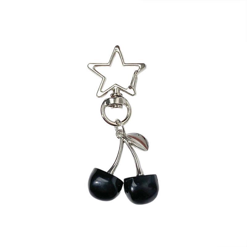 Korean  Cherry Keyring Sweet Fresh Simulation Fruits Keychain Women Girls Bag Pendant Handbag Shoulder Bags Keychain