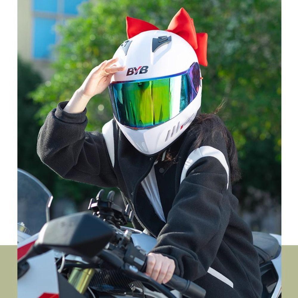 Cloth Cloth Satin Ribbon Bow 12 Colors Helmet Headwear Helmet Bowknot Electric Vehicle Decoration