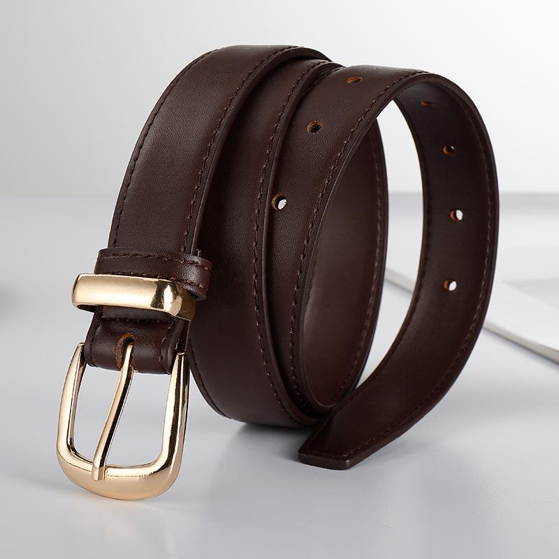 Stylish Ladies' Leather Belt with Decorative Pin Buckle for Jeans