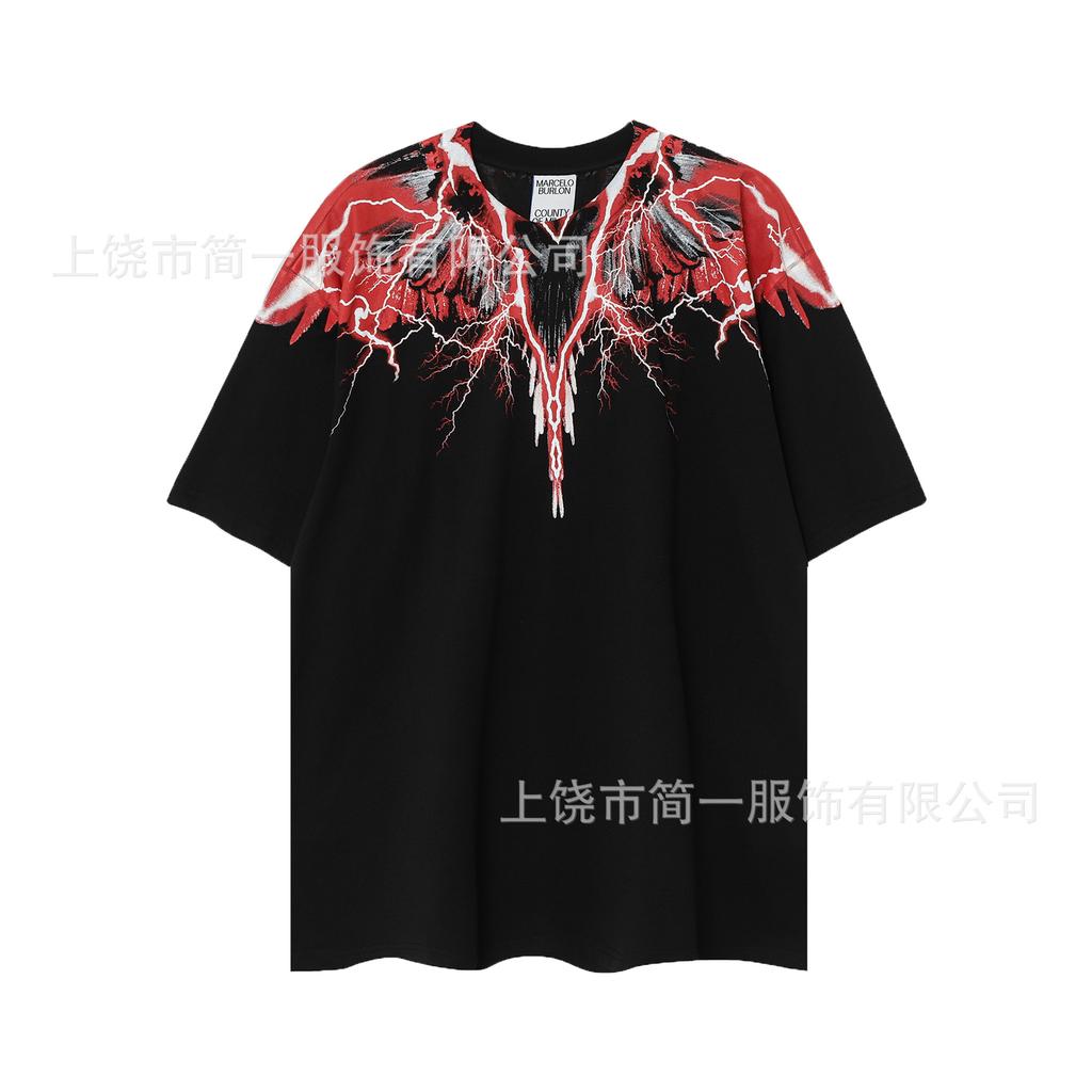 Summer Men's and Women's Same Fashion Trend T-shirt Personalized Trend Wing Printing Comfortable and Simple