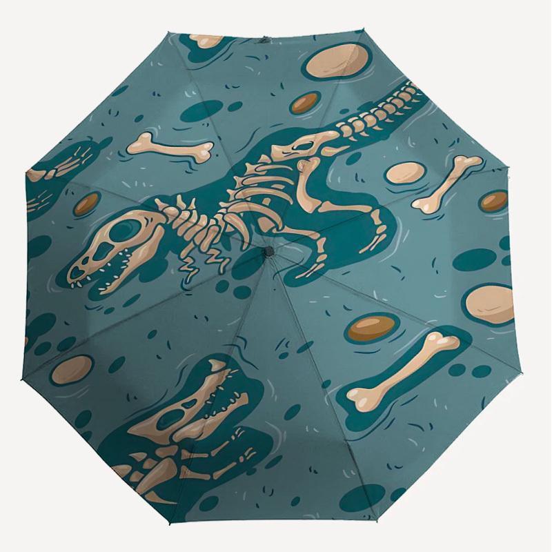 1PC Dinosaur Fossils Umbrella-8-Rib Reinforced Portable Folding Travel Suitable for All Seasons Outdoor Daily Use -J0341