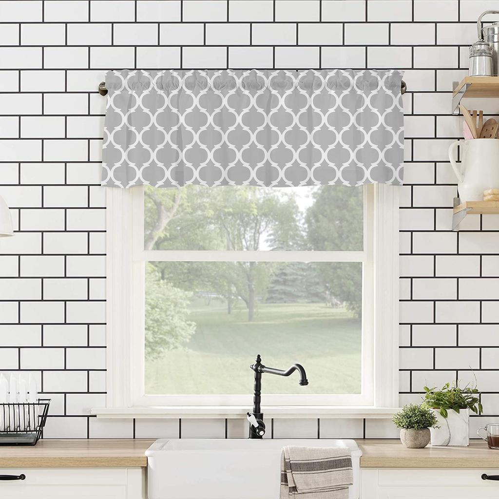Lemon and Tartan Window Top Curtain Fashion Printing Light Blocking Short Window Valance Curtain for Kitchen Bedroom