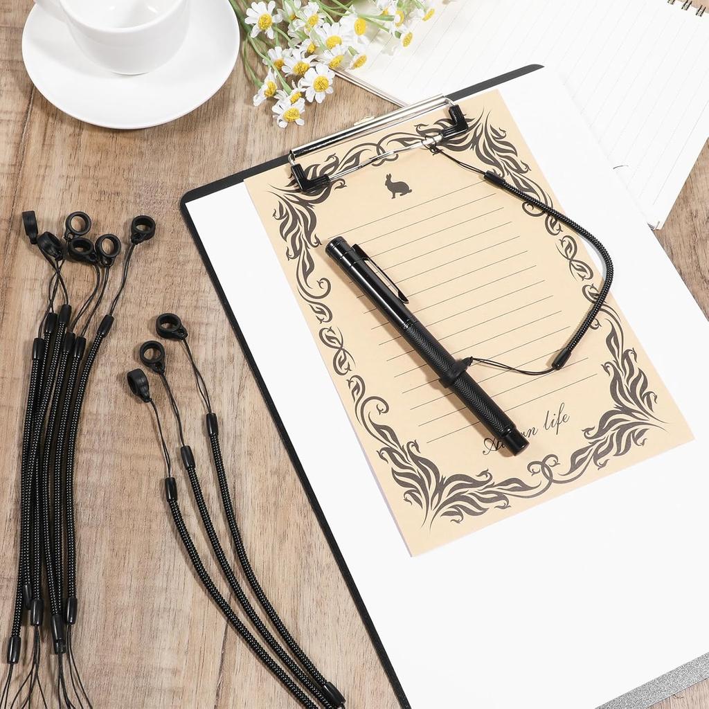 10Pcs Pen Leash, Elastic Lanyard Tether with Silicone Rings Retractable Stylus Tether Clipboard Pen Strap Tablet Stylus Holder Anti-Lose Pen Leash