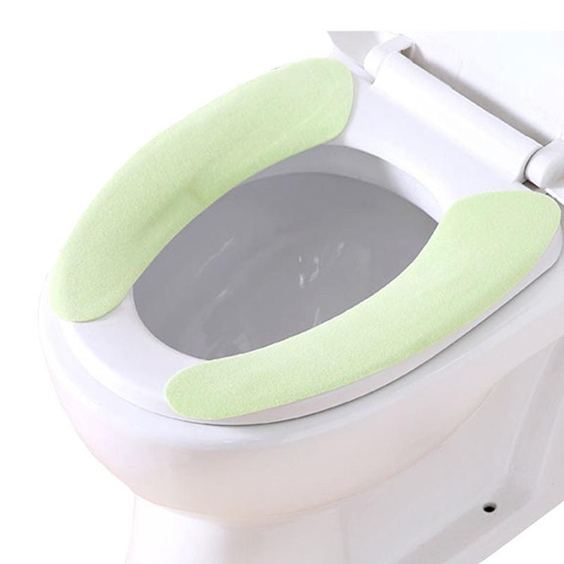 2Pc/Set Universal Toilet Seat Cover Soft Wc Paste Toilet Sticky Seat Pad Washable Bathroom Seat Lid Cover Pad Cushion
