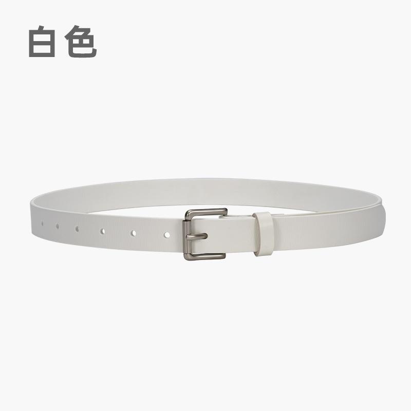 Belt Women'S Leather First Layer Leather Belt Black Square Buckle Cowhide Belt Simple