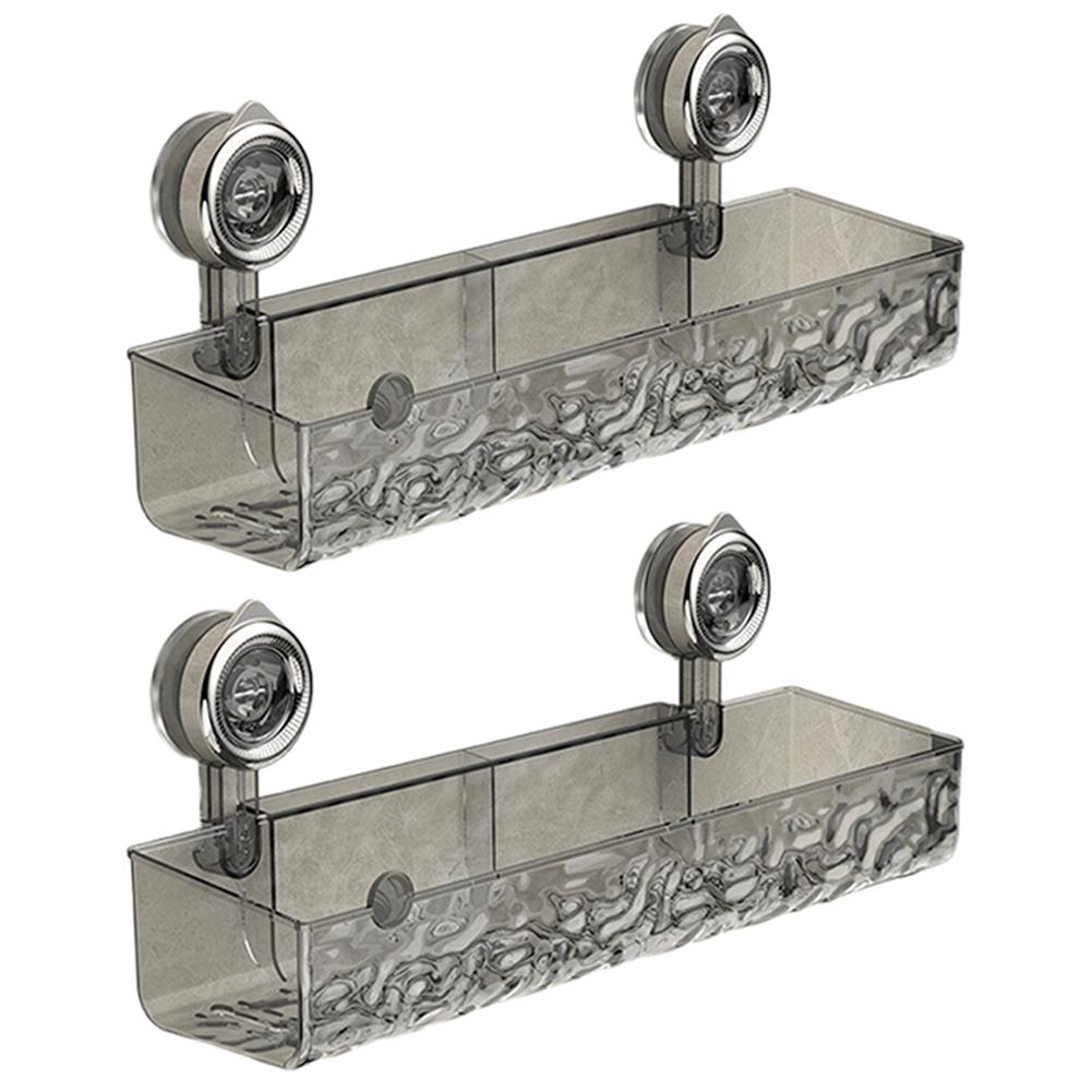 Glacier Pattern Transparent Storage Holder Punch-Free Strong Sucker Rack Suction Cup Storage Basket for Makeup Organizer Rack