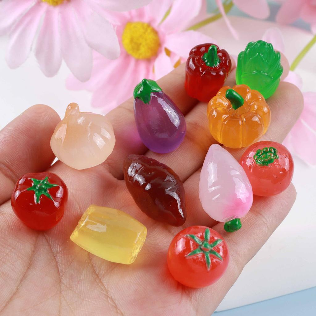 12Pcs Simulation Vegetable Potato Pumpkin Onion Pepper Peanut Gourd Taro Figurine Miniature Fairy Garden Decoration Accessories