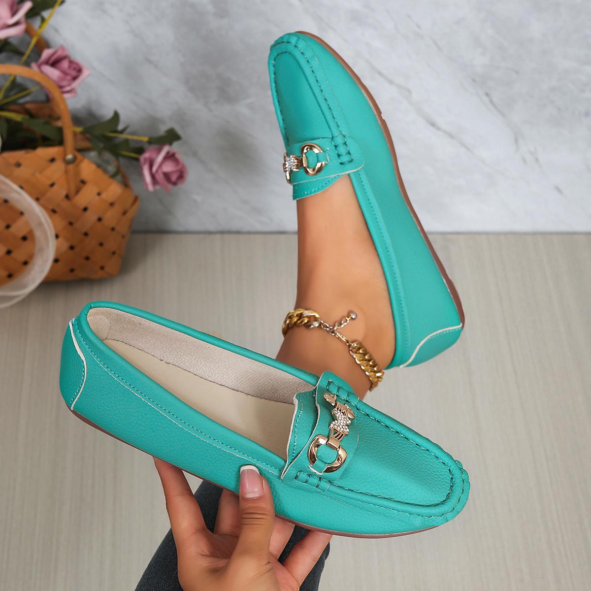 

2025 New Women Flats Spring Autumn Casual Shoes Female Comfortable Designer Sneakers Women Round Head Low Heel Chain Loafers 42 синій
